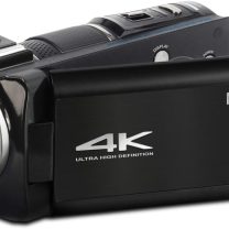 Minolta 4K Ultra HD Camcorder with 3.5-inch Touchscreen – 10x Optical Zoom, 28MP Photos, Digital Stabilizer, Accessory Shoe Mount, Time Lapse, Face Detection, 32GB Card, Remote Control (Black)