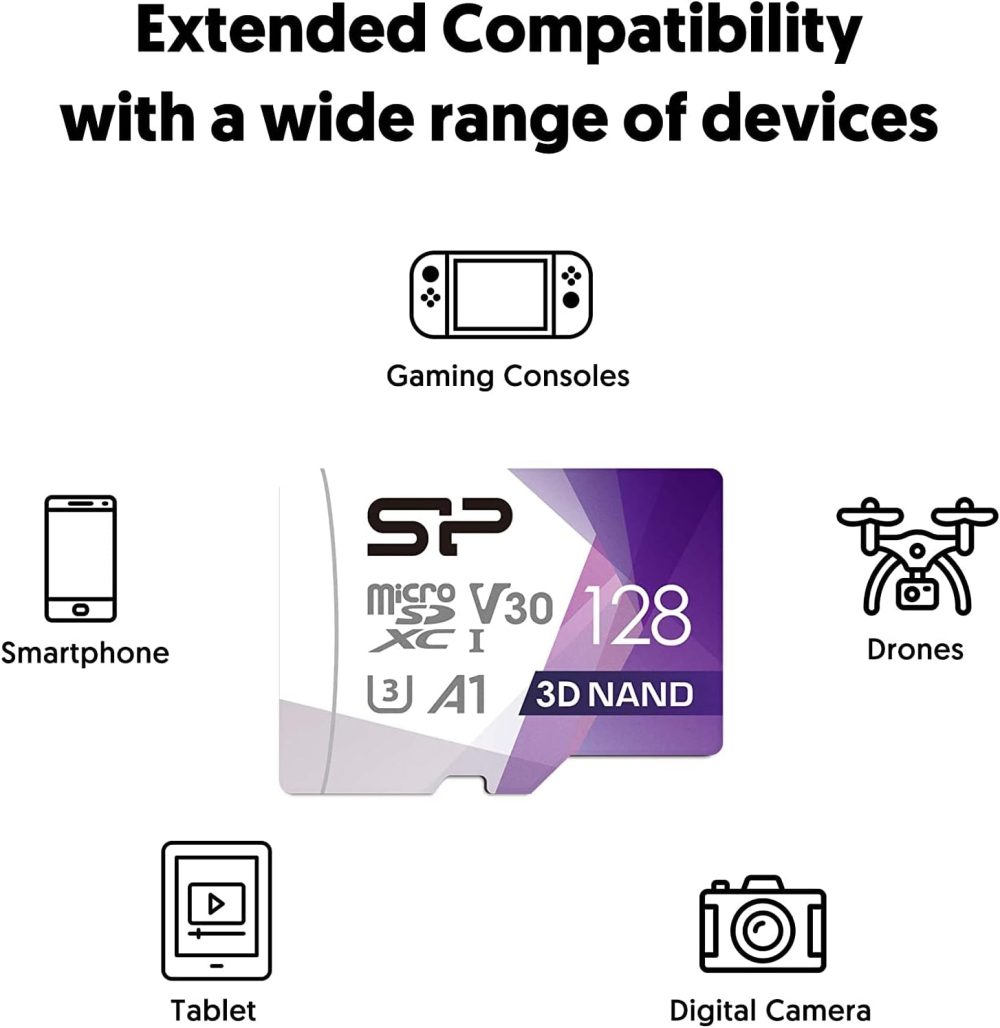 Silicon Power 128GB Micro SD Card U3 SDXC Up to 100MB/s High Speed Memory Card for Cams, DJI Pocket and Drones - Image 3
